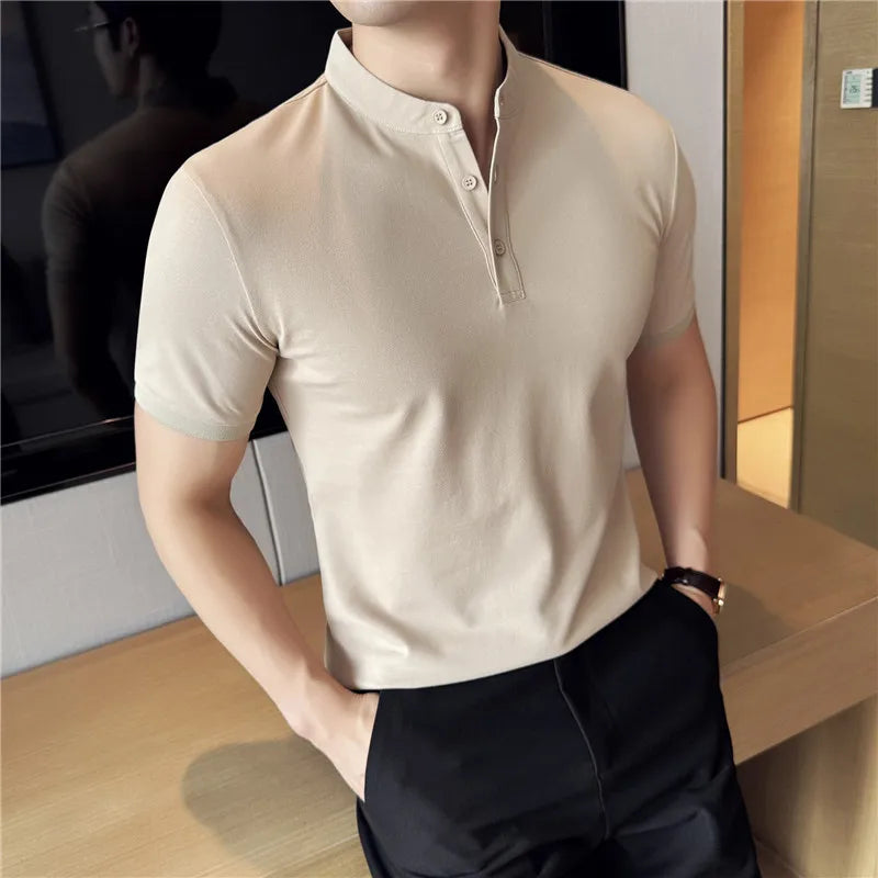 Camiseta Polo Henley Masculina Slim 2025 – BOLDMAN