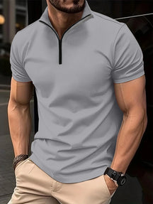 Camiseta Polo Masculina Slim Fit com Zíper e Gola Henley – BOLDMAN