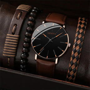 Kit Presente Masculino - 8pcs: 1 Relógio Quartzo + 7 Acessórios Exclusivos