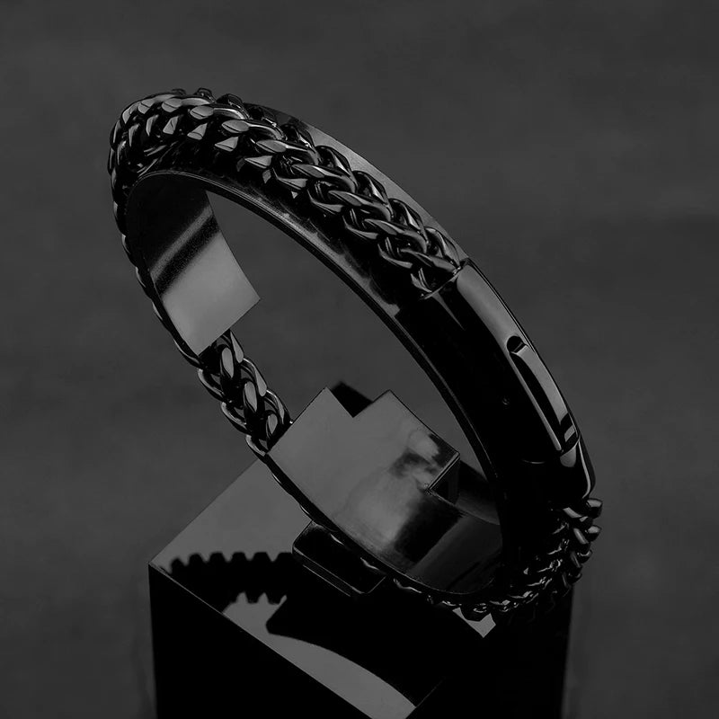 Pulseira Masculina em Aço Inoxidável e Banho de Ouro 18K - BOLDMAN