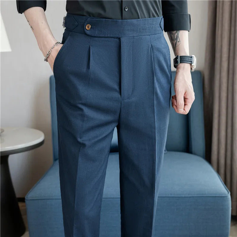 Calça de Terno Masculina Linho & Algodão BOLDMAN Luxo 2025