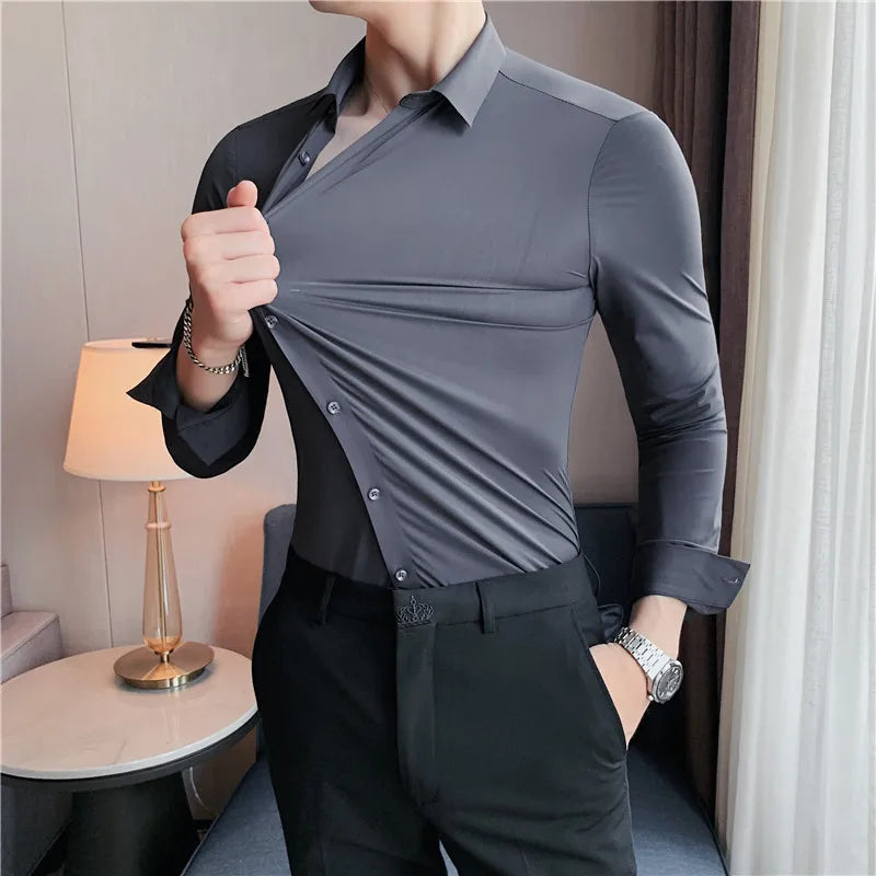 Camisa Masculina Slim Sem Costura – Luxo e Alta Elasticidade - BOLDMAN