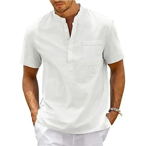 Camisa Masculina Henley de Algodão e Linho – Casual e Vintage - BOLDMAN