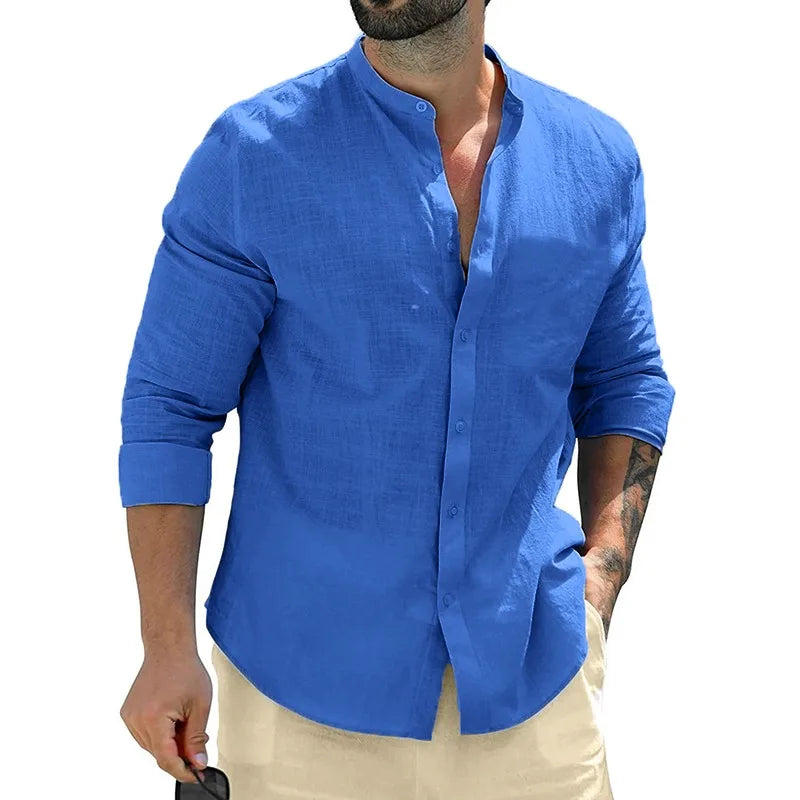 Camisa Masculina de Algodão Manga Longa para Outono – BOLDMAN