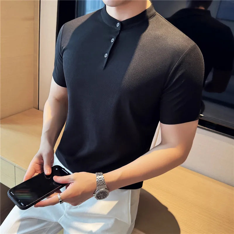 Camiseta Polo Henley Masculina Slim 2025 – BOLDMAN