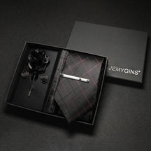 Kit Presente Masculino - 5pcs: 1 Gravata Seda + 4 Acessórios Formais - BOLDMAN
