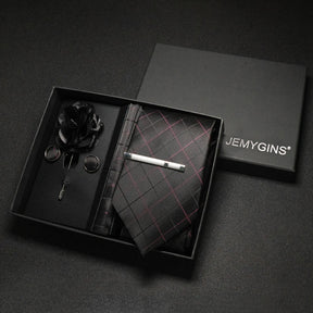 Kit Presente Masculino - 5pcs: 1 Gravata Seda + 4 Acessórios Formais - BOLDMAN