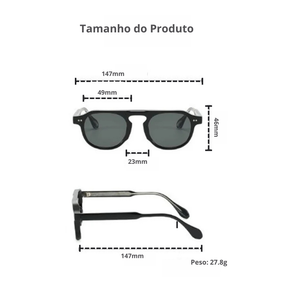 Óculos de Sol em Acetato Premium | Estilo Vintage Masculino | BOLDMAN