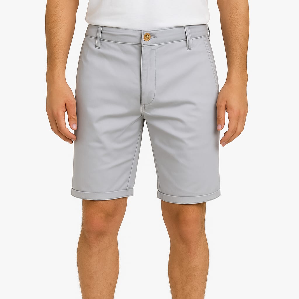 Bermuda Masculina de Sarja | Bolso Faca Cinza-Claro | Bold Man™