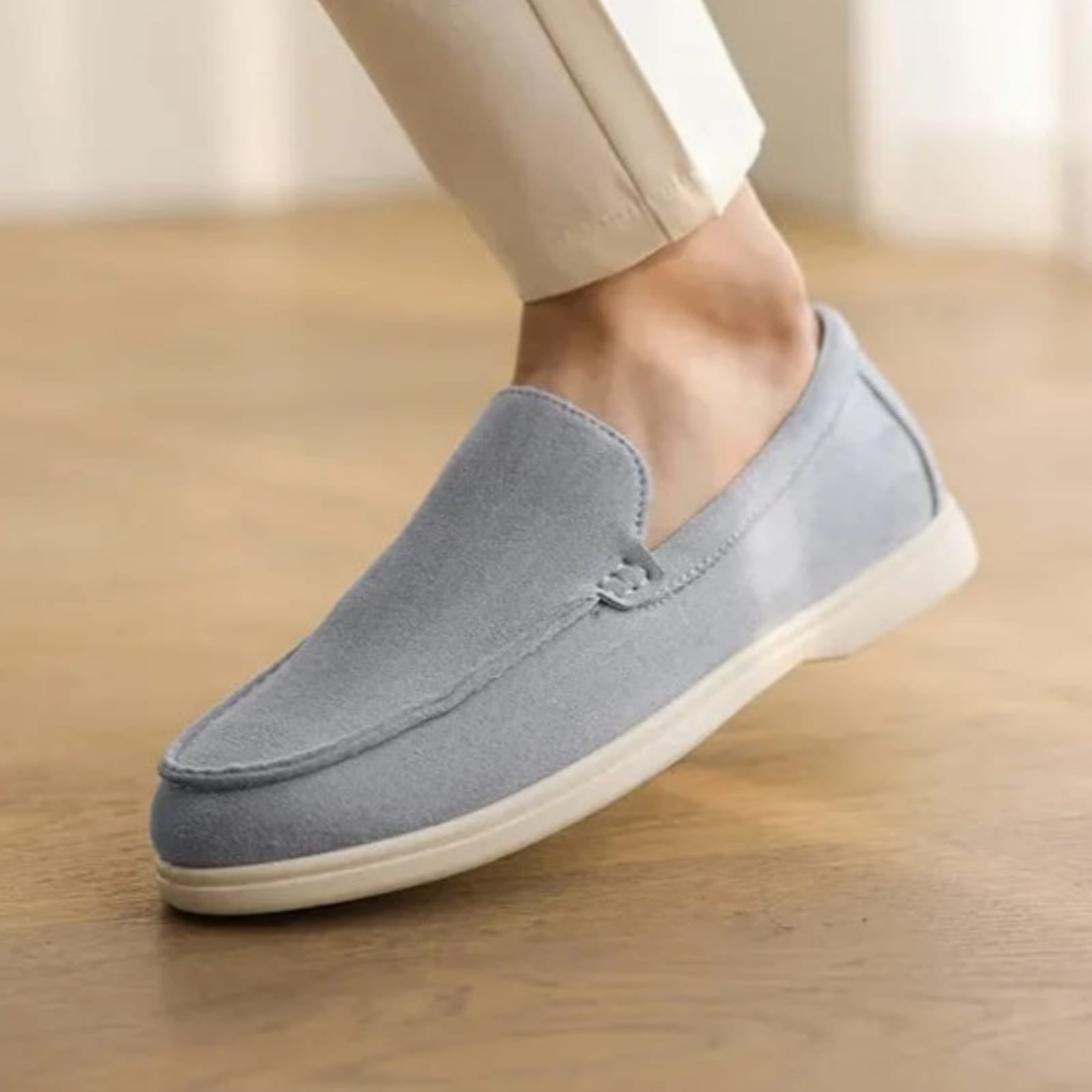 Slip On Masculino Premium  Azul Claro | Driving Shoe em Couro Full-Grain | BOLDMAN