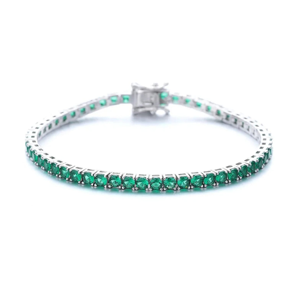 Pulseira em Prata 925 e Zircônia Cúbica | Verde Esmeralda 3mm | BOLDMAN