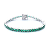 Pulseira em Prata 925 e Zircônia Cúbica | Verde Esmeralda 3mm | BOLDMAN
