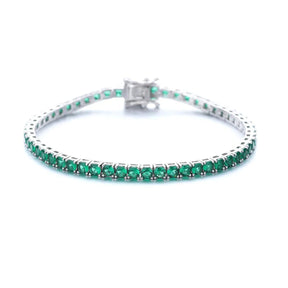 Pulseira em Prata 925 e Zircônia Cúbica | Verde Esmeralda 3mm | BOLDMAN