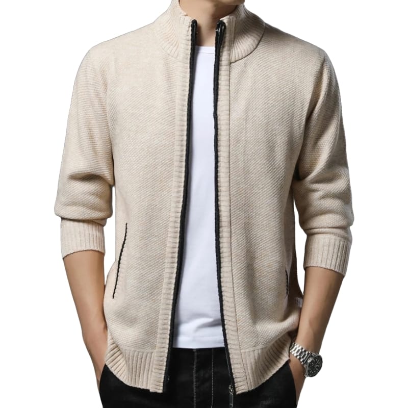 Casaco de Lã com Zíper | Cardigan Masculino de Inverno | BOLDMAN