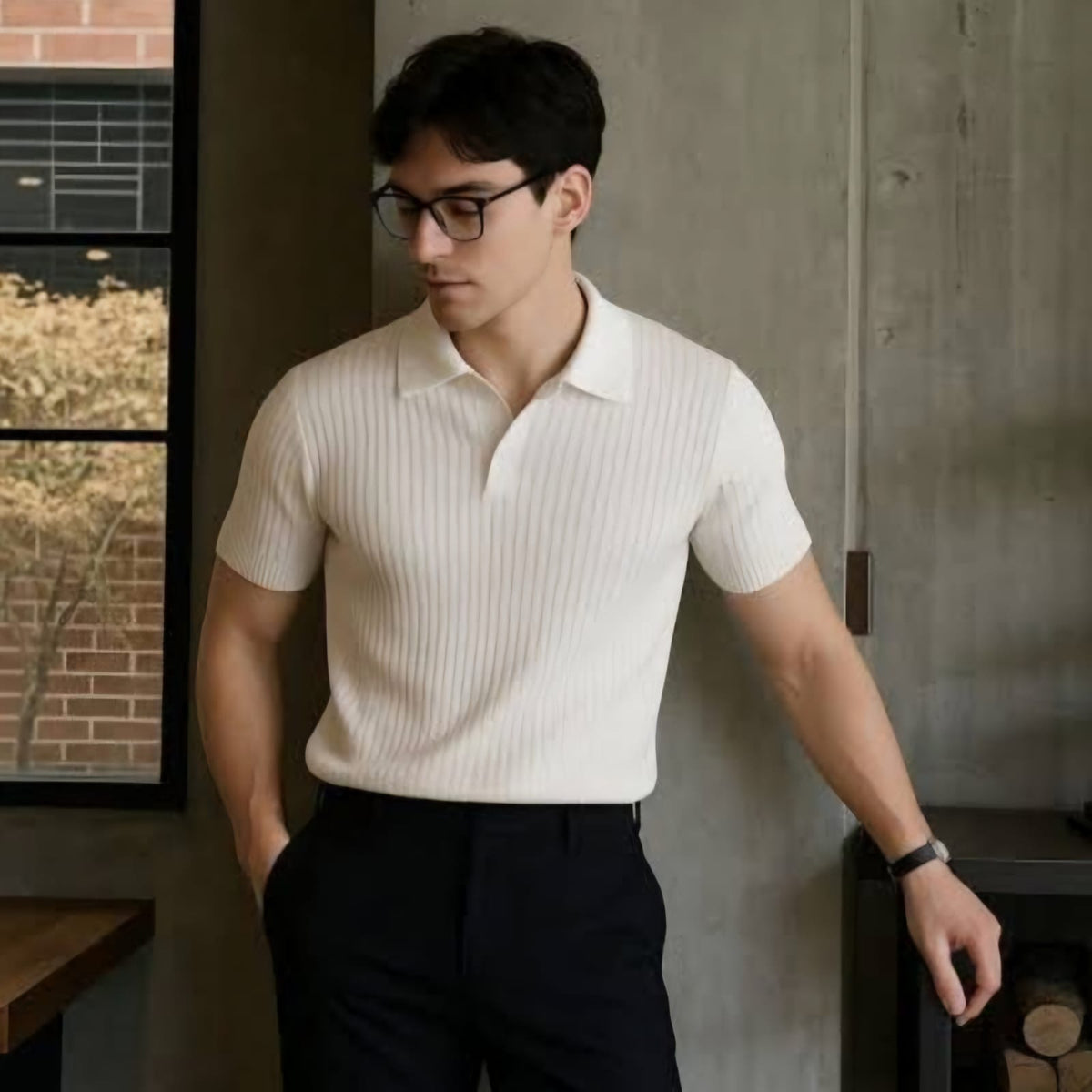 Camiseta Polo Masculina Slim Fit  – Listras Verticais - BOLDMAN