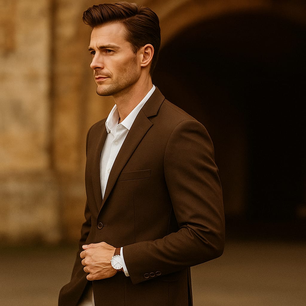 Blazer Masculino Marrom de Tweed Slim Fit Premium em Alfaiataria Italiana | BOLDMAN