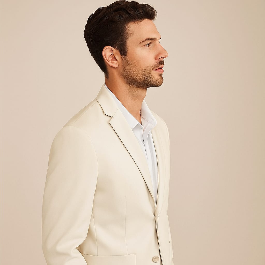 Blazer Masculino Bege de Tweed Slim Fit Premium em Alfaiataria Italiana | BOLDMAN